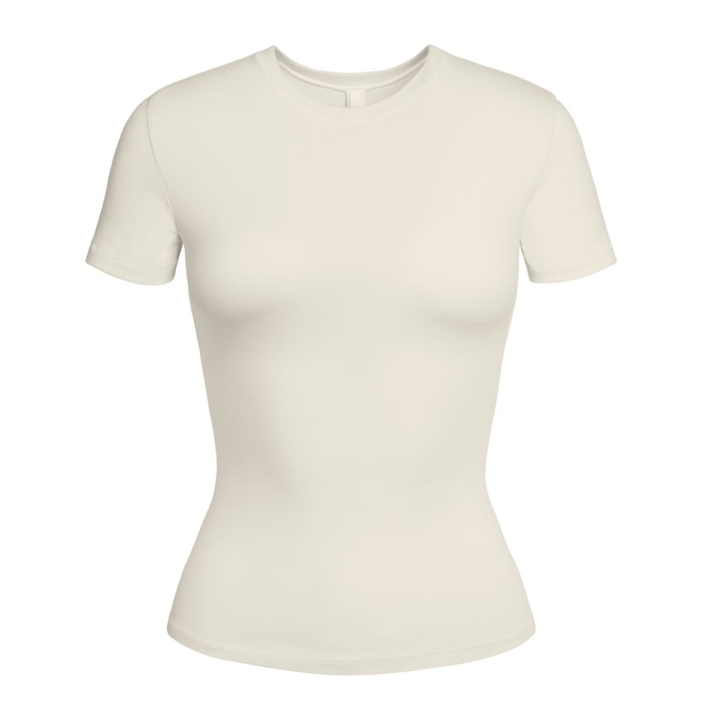 SKIMS Cream Fitted Short Sleeve Tee